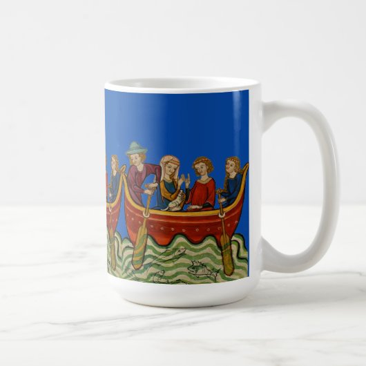 川の青の3隻のボート コーヒーマグカップ (右)