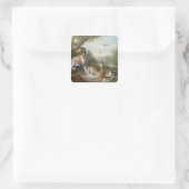 川の風景の中でアヒル スクエアシール (バッグ)