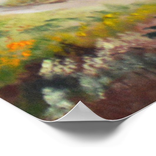 川の風景の水絵を描車 ポスター (角)