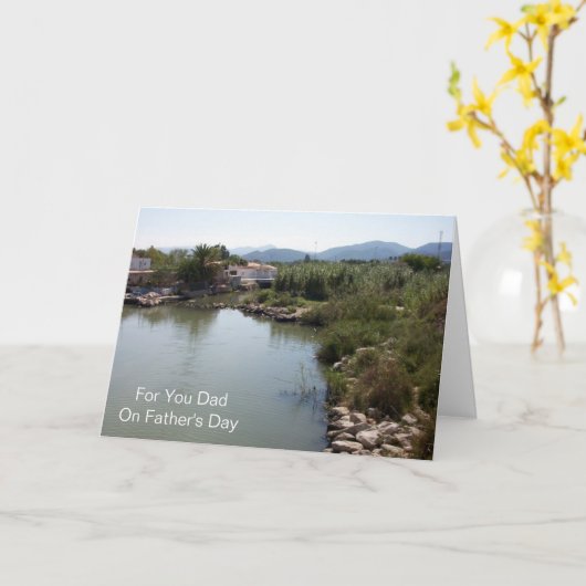 川の風景パーソナライズされた父の日 カード (黄色い花)