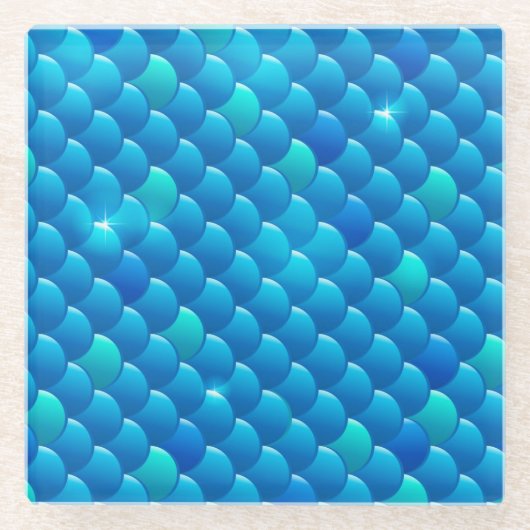 川の魚スケール ガラスコースター (正面)