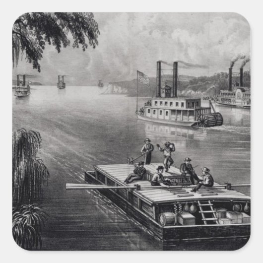 川を下る スクエアシール (正面)