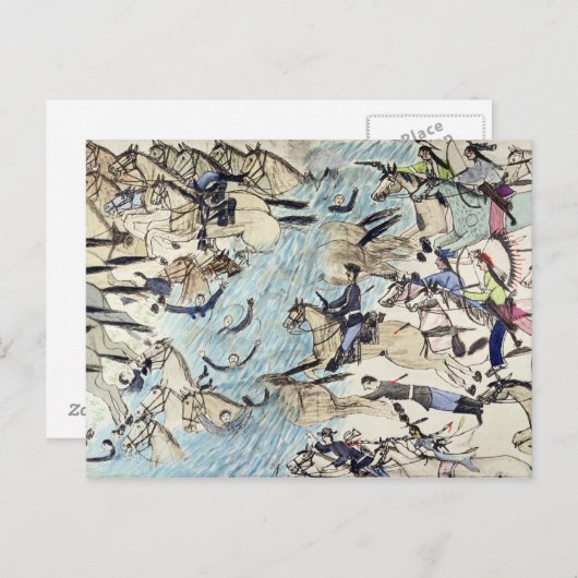 川を渡って流されるトロッパー(papのインク) ポストカード (正面/裏面)