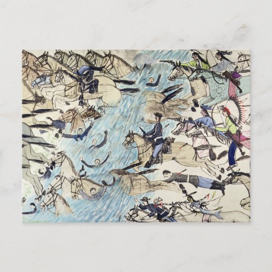 川を渡って流されるトロッパー(papのインク) ポストカード (正面)