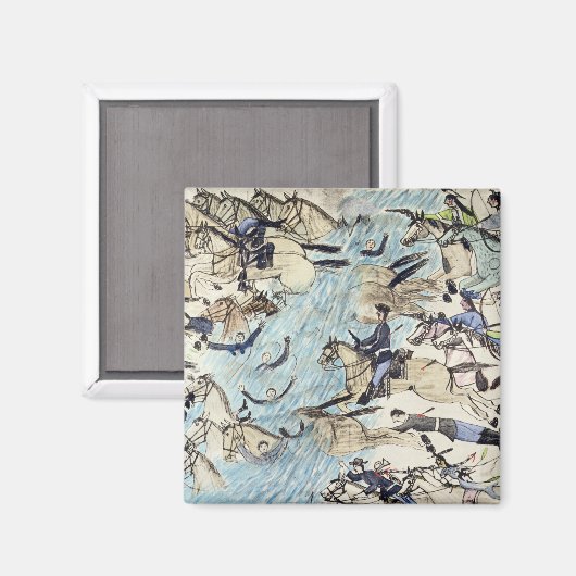 川を渡って流されるトロッパー（papのインク） マグネット (正面/裏面)