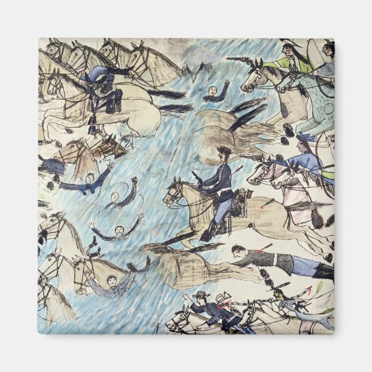 川を渡って流されるトロッパー(papのインク) マグネット (正面)