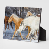 川を渡る馬 フォトプラーク (側面)