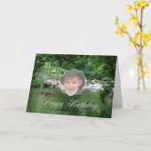 川を示す写真の誕生日カード カード (黄色い花)