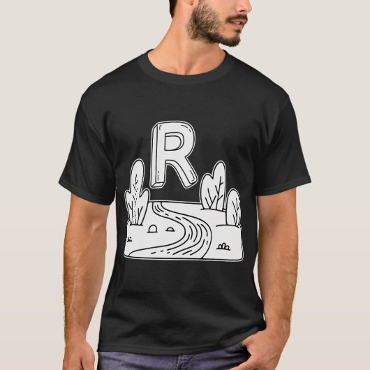 川を表す文字Rのイラスト Tシャツ (正面)