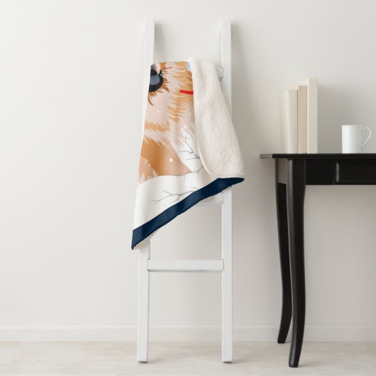 川を越えて赤チョウのシェルパ毛布 シェルパブランケット (インサイチュ)