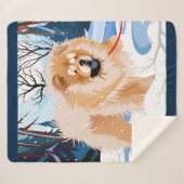 川を越えて赤チョウのシェルパ毛布 シェルパブランケット (正面(横))