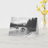 川を飲み渡る馬 カード (黄色い花)