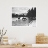 川を飲み渡る馬 ポスター (キッチン)