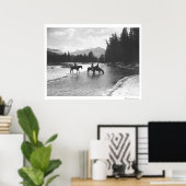 川を飲み渡る馬 ポスター (ホームオフィス)