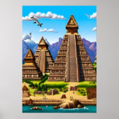 川アステカ近くの村 | AIアートポスター ポスター (正面)