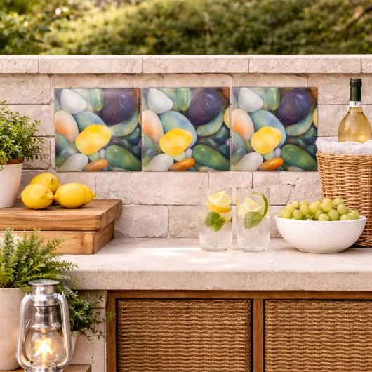 川カラフル石のカラフル小石の水色 タイル