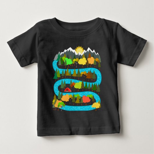 川キャンピングデザイン ベビーTシャツ (正面)
