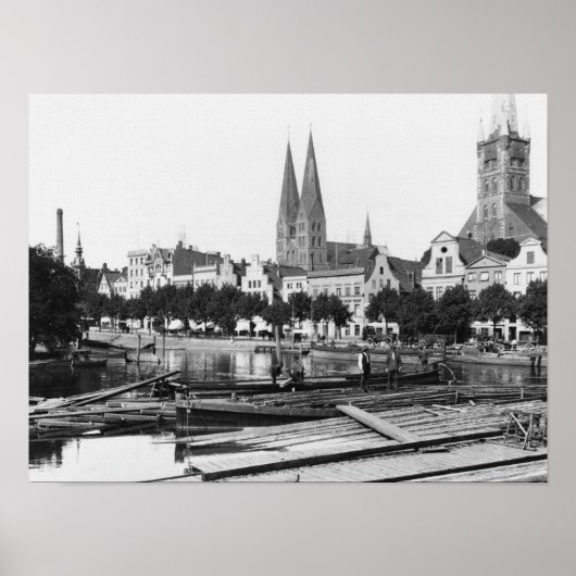 川トラーブで木材を販売,ルベック, c.1910 ポスター (正面)