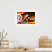 川下の白い水ピンボールのポスター ポスター (キッチン)