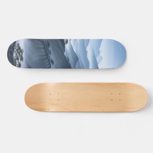 川中国の絵を描のある青い霧の風景 スケートボード (横)