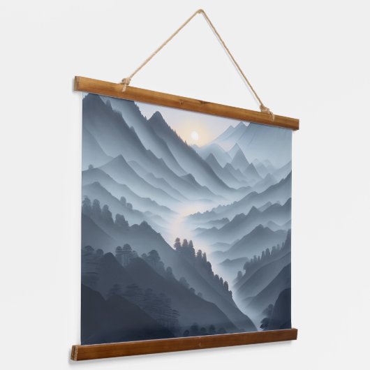 川中国の絵画の霧の風景 吊り下げ型タペストリー (傾斜あり)