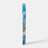 川凍ってい、居心地の良いキャビン、雪、松の木 iPhone 15ケース (左側面)