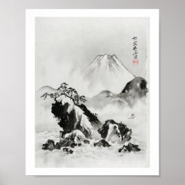 川奈部京斎による日本画 風景 富士山のイラスト（1887）  ポスター