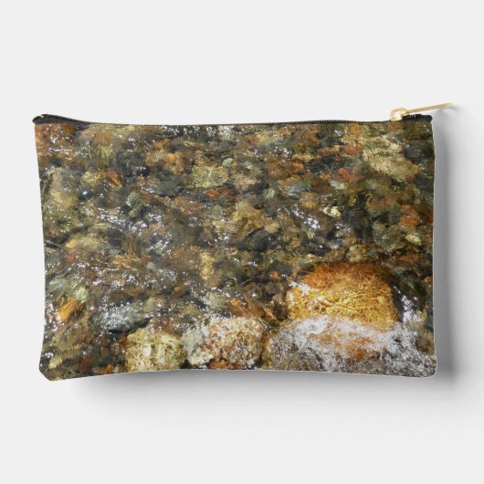 川小石擦り切れた茶色と灰色の自然抽象芸術 アクセサリーポーチ (裏面)