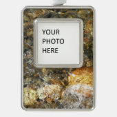 川小石擦り切れた茶色と灰色の自然抽象芸術 シルバープレートフレームオーナメント (正面)