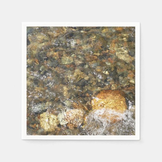 川小石擦り切れた茶色と灰色の自然抽象芸術 スタンダードカクテルナプキン (正面)