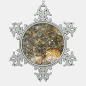 川小石擦り切れた茶色と灰色の自然抽象芸術 スノーフレークピューターオーナメント (正面)