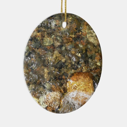 川小石擦り切れた茶色と灰色の自然抽象芸術 セラミックオーナメント (右)