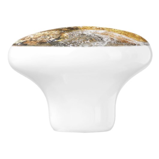 川小石擦り切れた茶色と灰色の自然抽象芸術 セラミックノブ (側面)