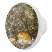 川小石擦り切れた茶色と灰色の自然抽象芸術 セラミックノブ (右)