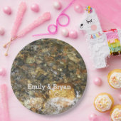 川小石擦り切れた茶色と灰色の自然抽象芸術 ペーパープレート (パーティー)