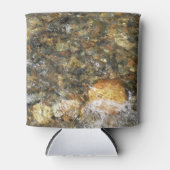 川小石擦り切れた茶色と灰色の自然抽象芸術 缶クーラー (正面)