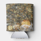 川小石擦り切れた茶色と灰色の自然抽象芸術 缶クーラー (裏面)