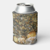 川小石擦り切れた茶色と灰色の自然抽象芸術 缶クーラー (缶裏面)