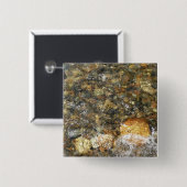 川小石擦り切れた茶色と灰色の自然抽象芸術 缶バッジ (正面&裏面)