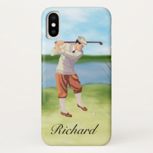 川岸によるパーソナライズなヴィンテージのゴルファー iPhone X ケース