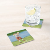 川岸によるヴィンテージのゴルファー スクエアペーパーコースター (インサイチュ)