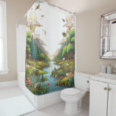 川岸の岩とさざ波の水シャワーカーテン シャワーカーテン (インサイチュ)