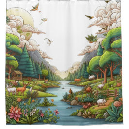 川岸の岩とさざ波の水シャワーカーテン シャワーカーテン