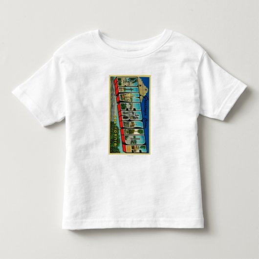 川岸、カリフォルニア-大きい手紙場面 トドラーTシャツ (正面)