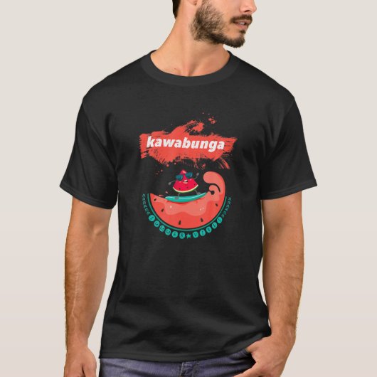川文サマービーブかわいいスイカのサーファー Tシャツ (正面)