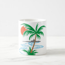 川沿いのヤシの木|トロピカルサンセットアート コーヒーマグカップ
