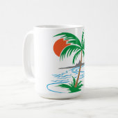 川沿いのヤシの木 | 熱帯の夕焼けアート コーヒーマグカップ (正面左)