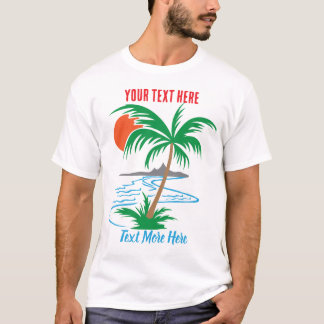 川沿いのヤシの木 | 熱帯の夕焼けアート Tシャツ