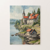 川沿いの家 ジグソーパズル (縦)