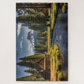 川沿いの2つのログハウス ジグソーパズル (縦)